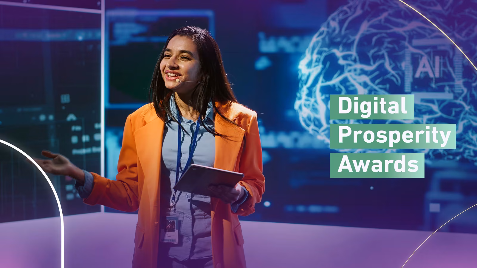 Digital Prosperity Awards video thumbnail: a woman working at digital screens